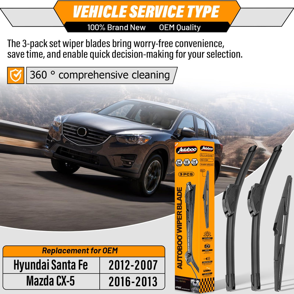 AUTOBOO 18-inch front-right wiper blade for Santa Fe and CX-5 delivers smooth wipes