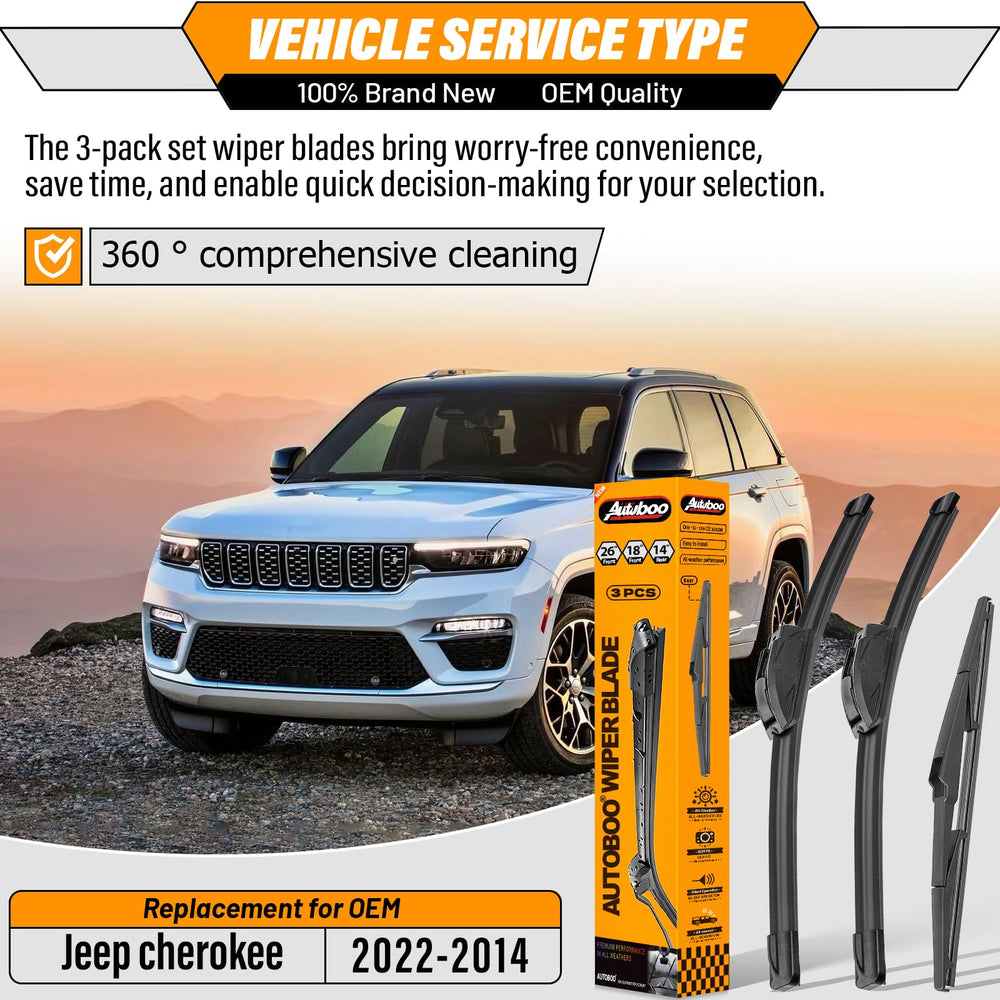 AUTOBOO 18 inch front wiper blade on Jeep Cherokee provides reliable windshield clarity