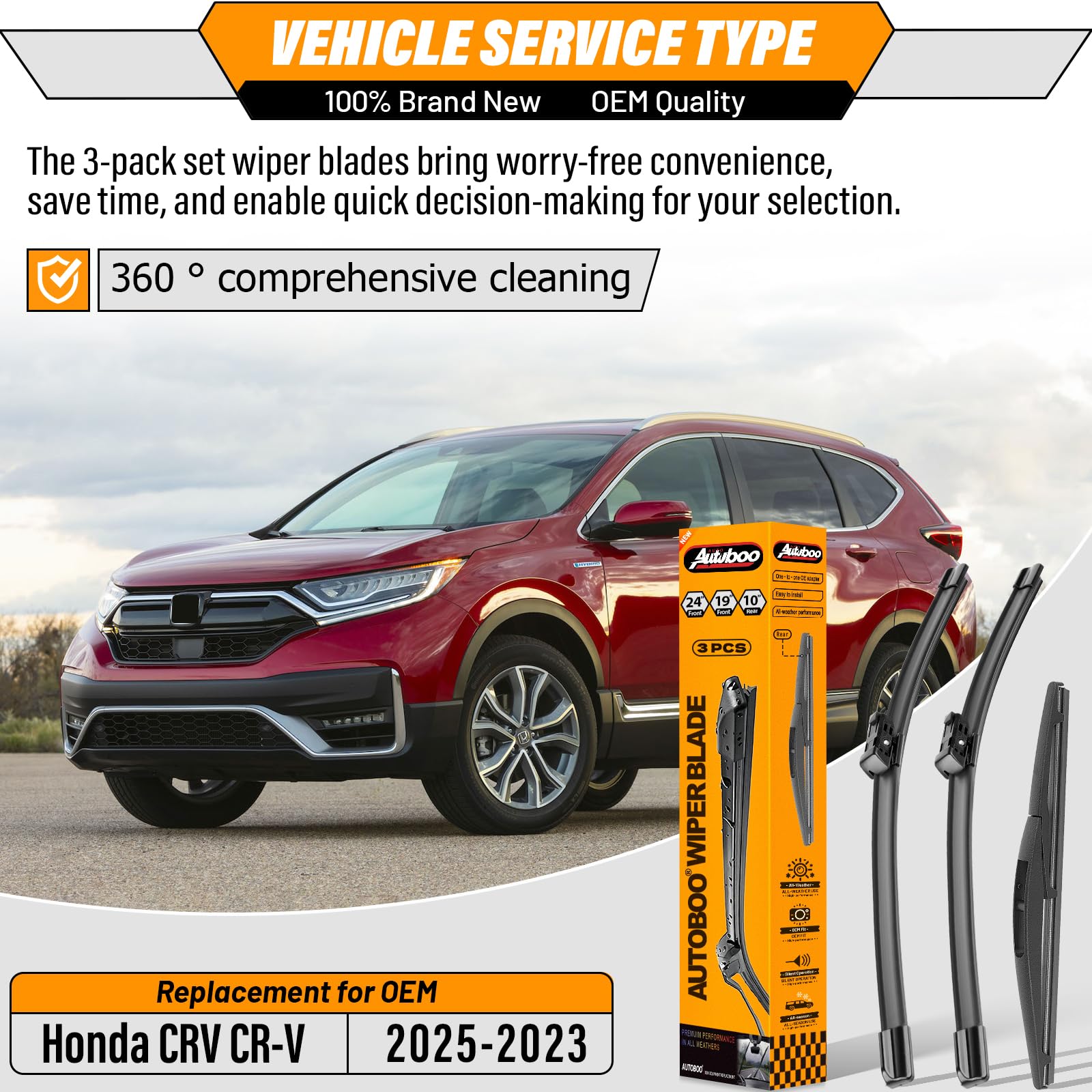 AUTOBOO 19-inch front wiper blade on Honda CR-V for improved visibility