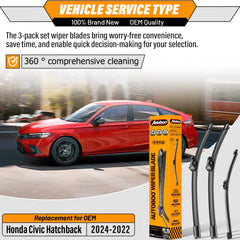 AUTOBOO 19-inch front wiper blade for Honda Civic Hatchback ensures smooth wipe in showers.