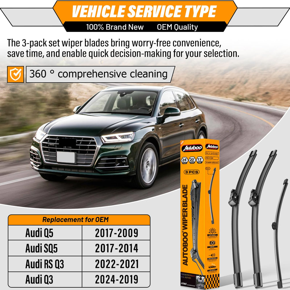 AUTOBOO 20-inch front wiper blade for Audi Q5 delivers reliable all-season performance.