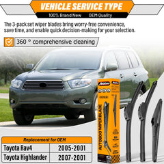 AUTOBOO 22-inch front blade on Toyota Highlander for clear rain visibility