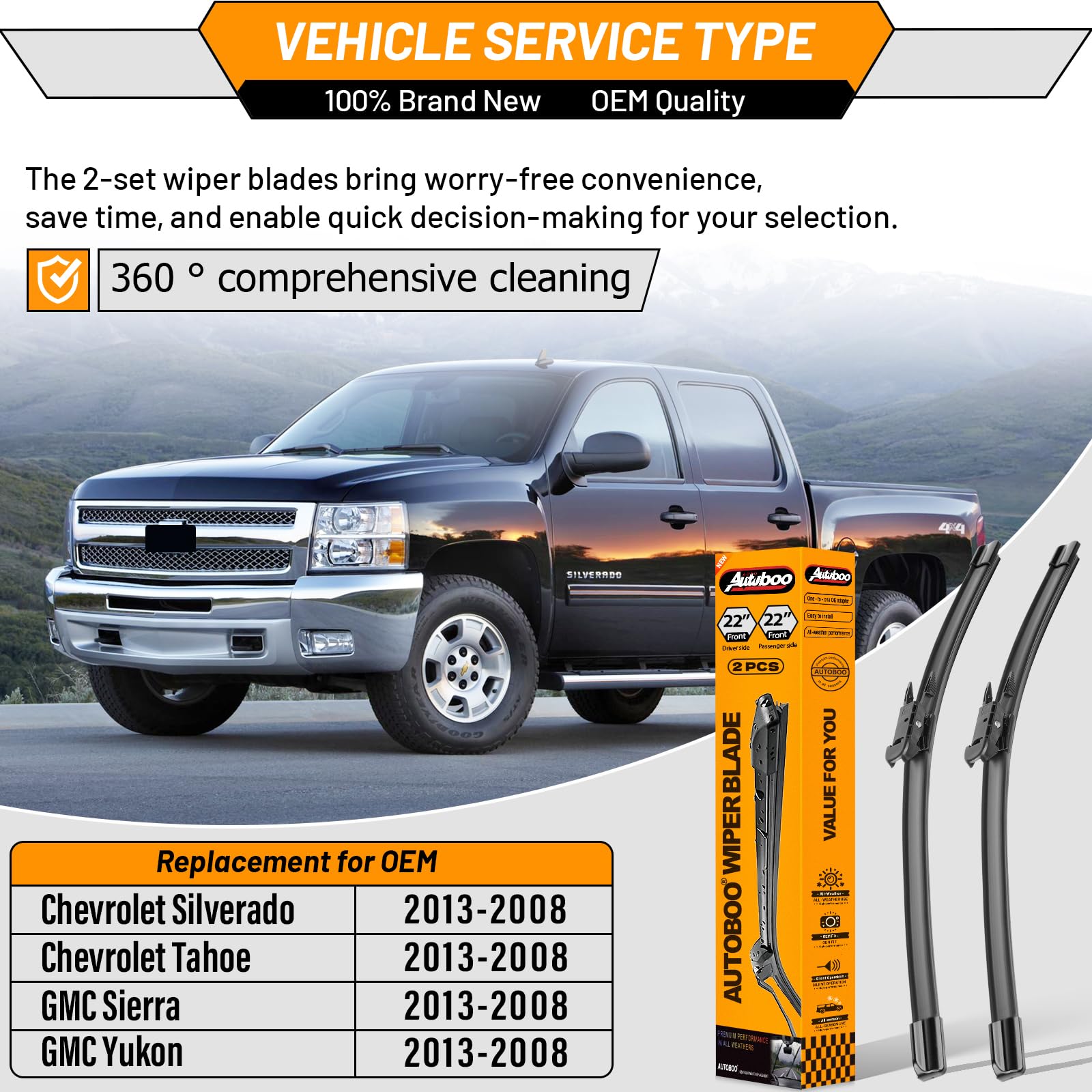 AUTOBOO 22-inch right wiper blade ready for clear visibility