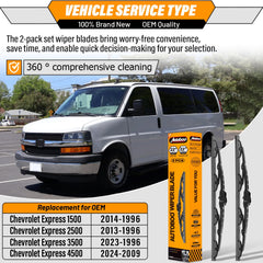 AUTOBOO 22-inch wiper blades left installation demonstrates easy arm attachment for Chevrolet Express