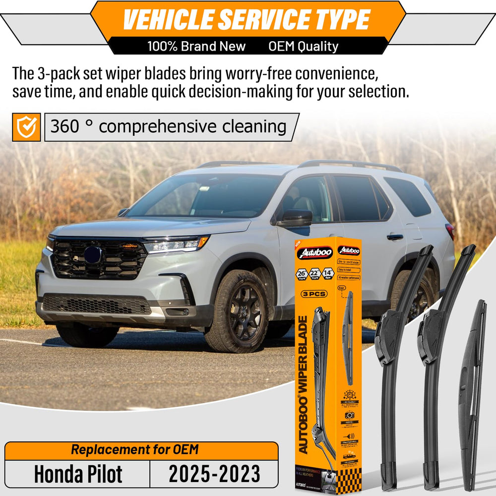 AUTOBOO 22in windshield wiper blade on Honda Pilot ensures smooth, reliable wiping.