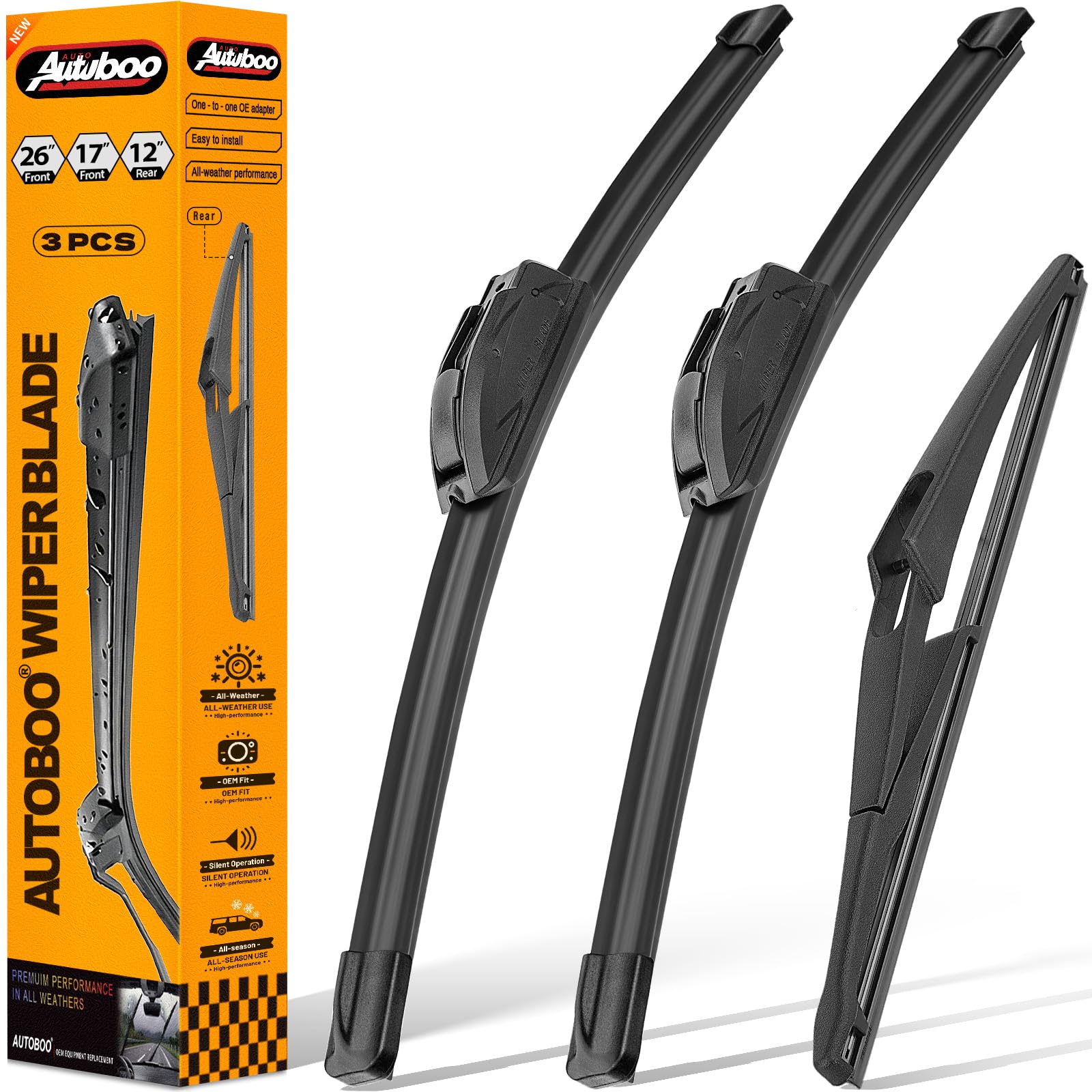 AUTOBOO 26-inch front wiper blade for Nissan Rogue, delivering clear rain visibility.