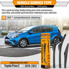 AUTOBOO 28-inch windshield wiper right-prius-c in rain action.