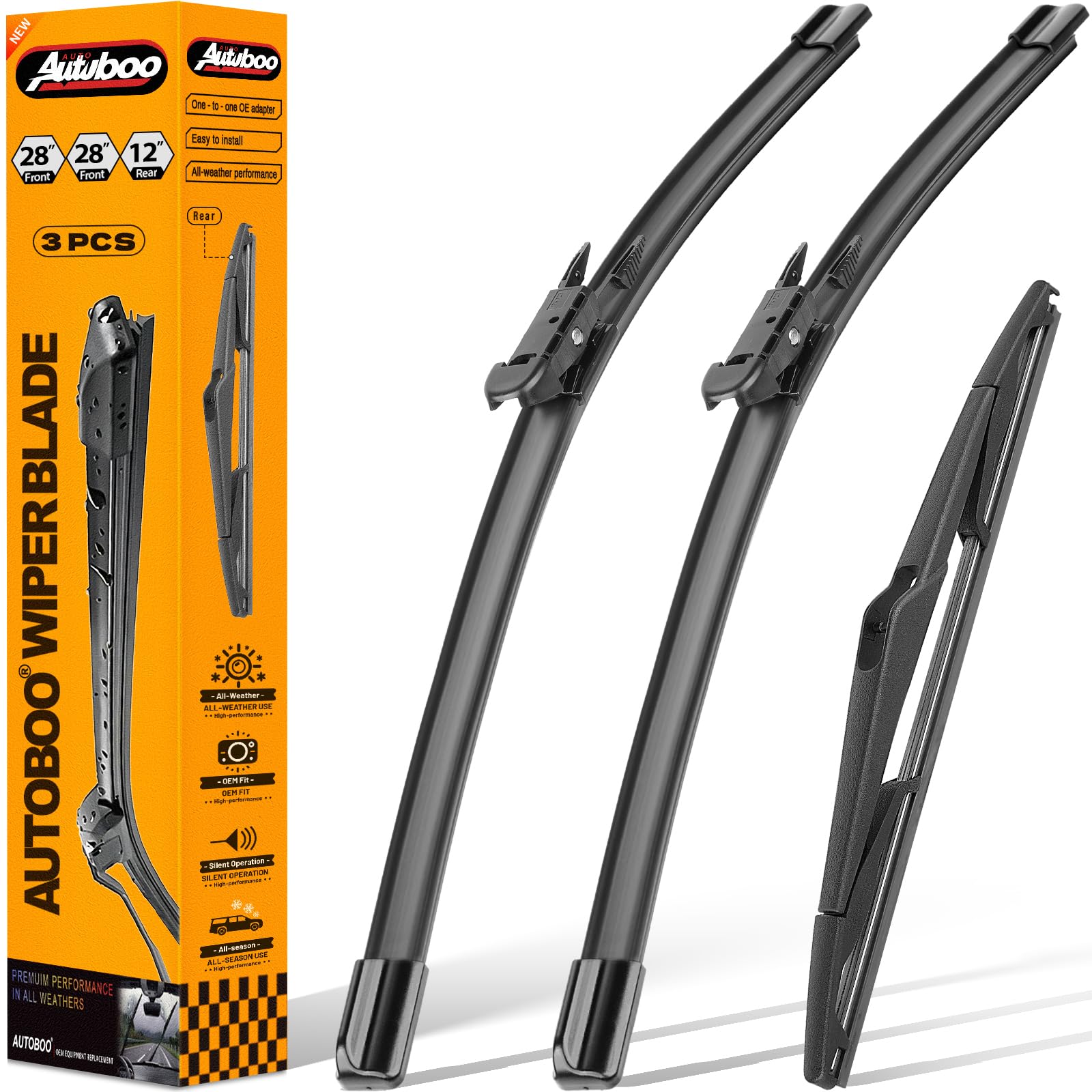 AUTOBOO 28in front left wiper blade for Ford Focus improves visibility in rain