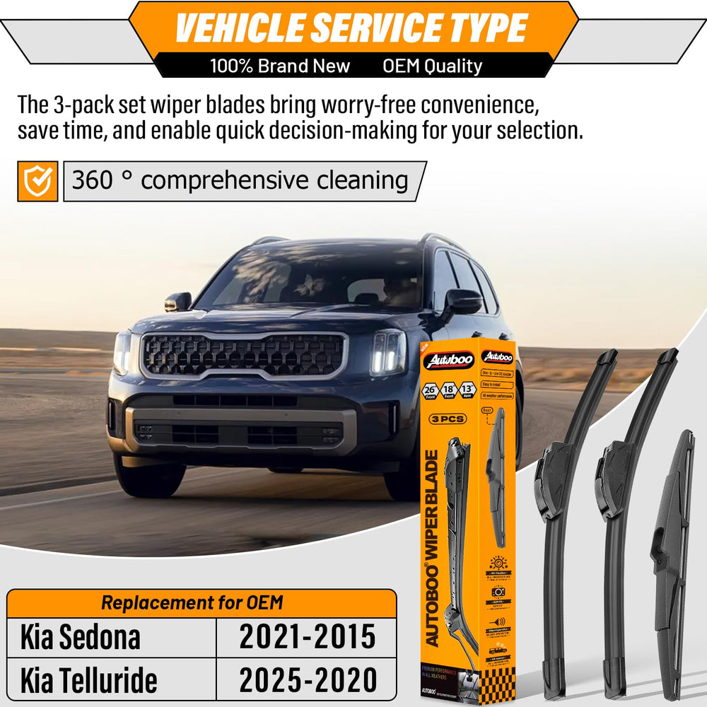 AUTOBOO 18-inch front blade maintains smooth contact on Kia Telluride