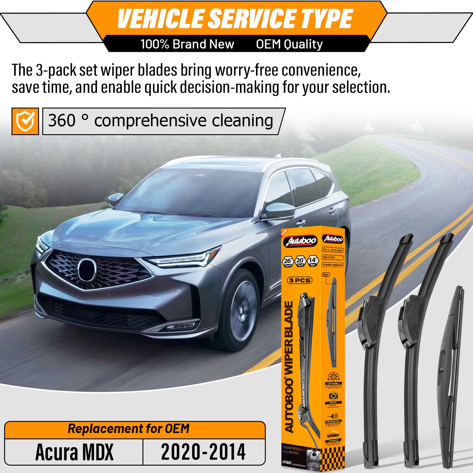 AUTOBOO rear wiper blade on Acura MDX delivers smooth, quiet wipe