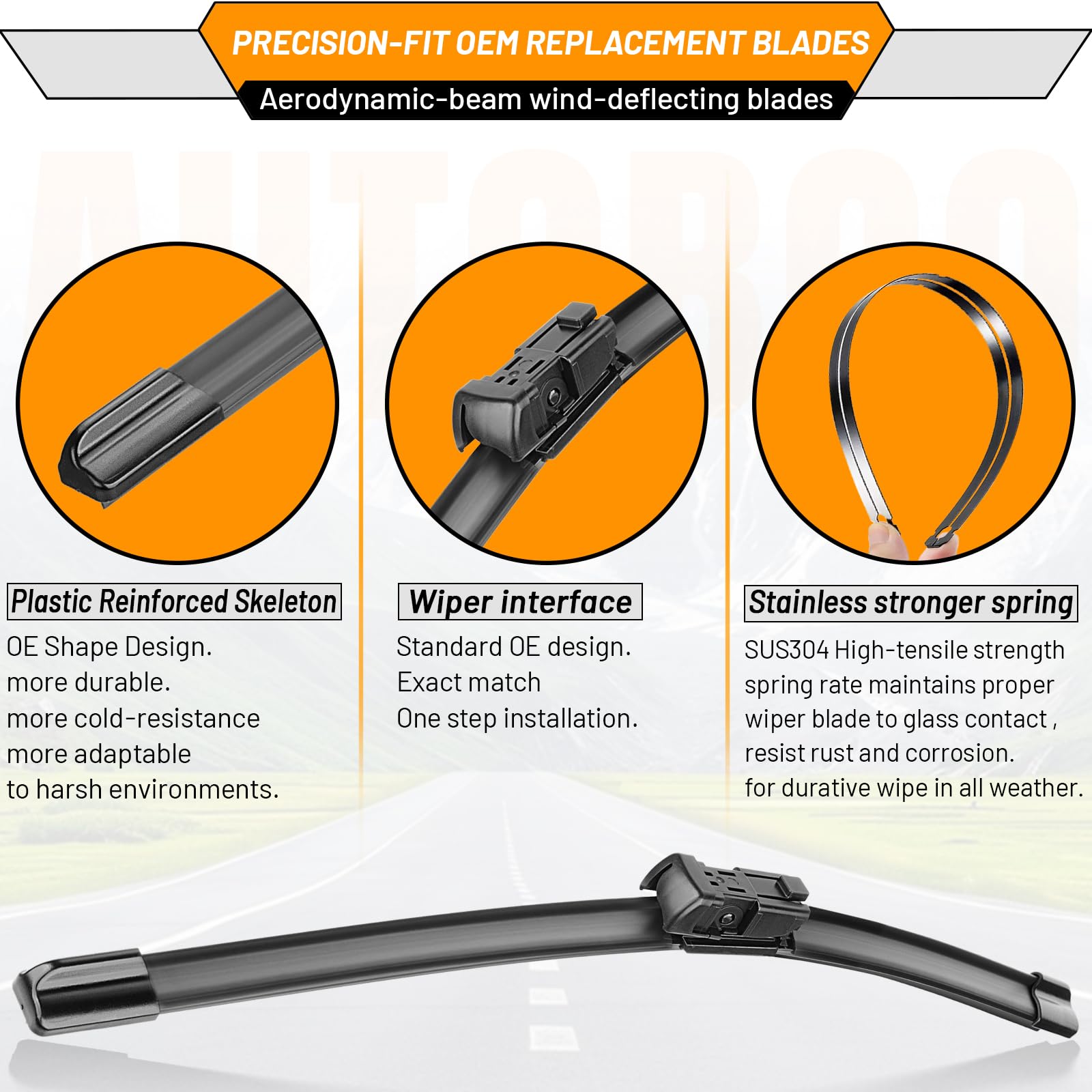 AUTOBOO all-season wiper blades designed for year round visibility
