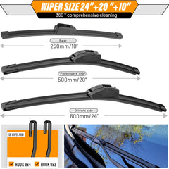 AUTOBOO all-weather wiper blades close-up show resilient edge contact