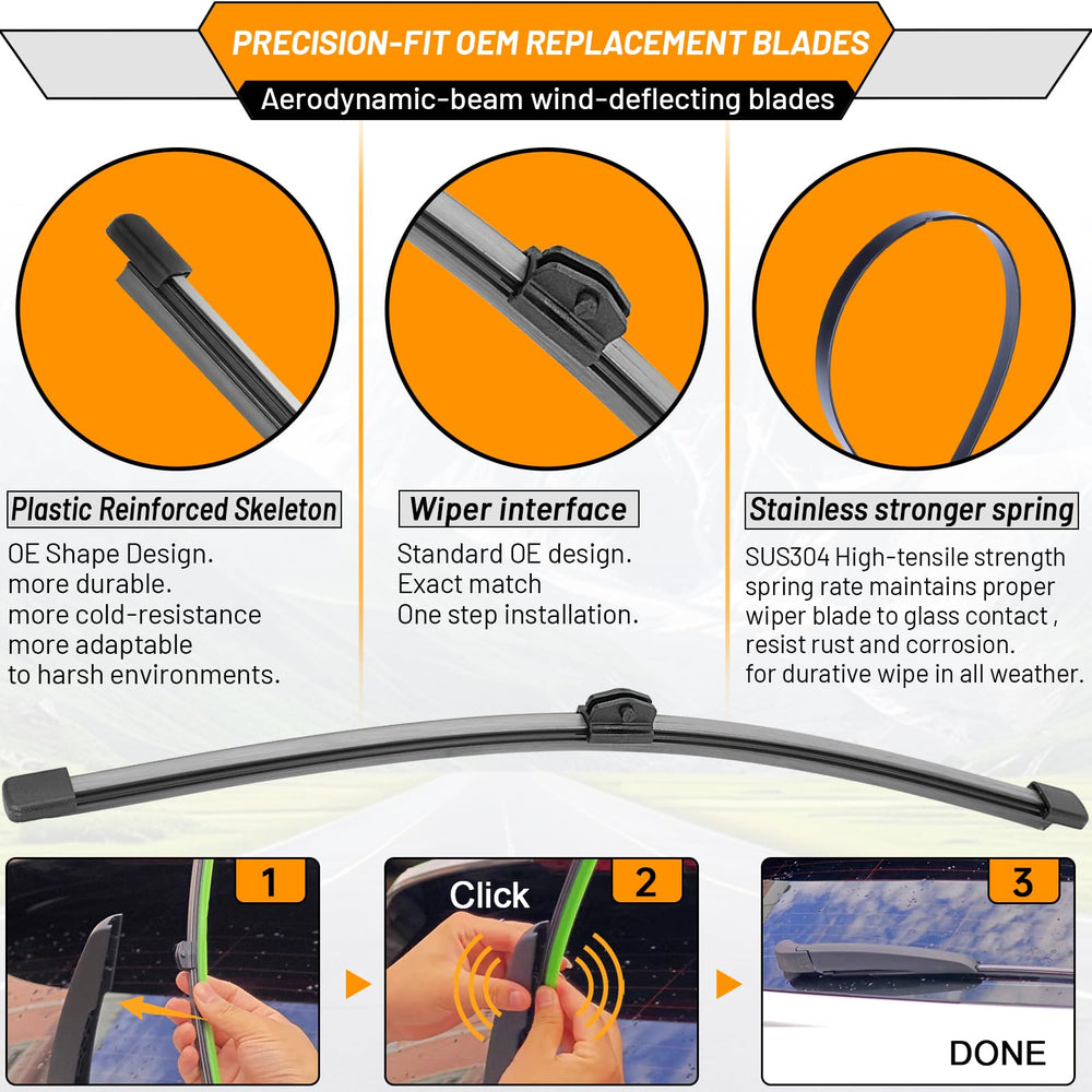 AUTOBOO all-weather wiper performance for quieter, more confident driving in rain.