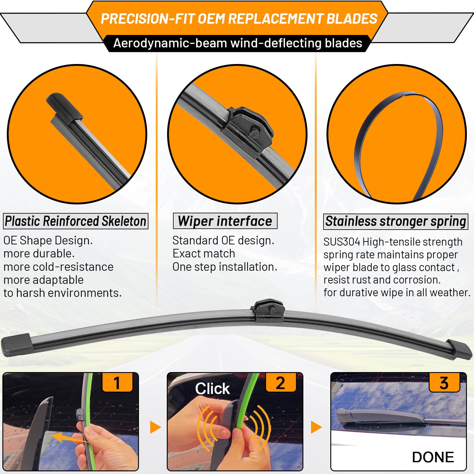 AUTOBOO all weather performance wiper set for Audi Q7 SQ7