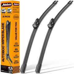 AUTOBOO Audi wiper blades set 24-20 inches for synchronized, streak-free windshield contact.