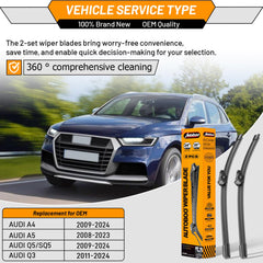 AUTOBOO Audi wiper blade edge close-up showing precision rubber for clean sweeps.