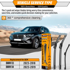 AUTOBOO front 20-inch wiper blade for BMW X3/X4 ensures smooth engagement and clear view.