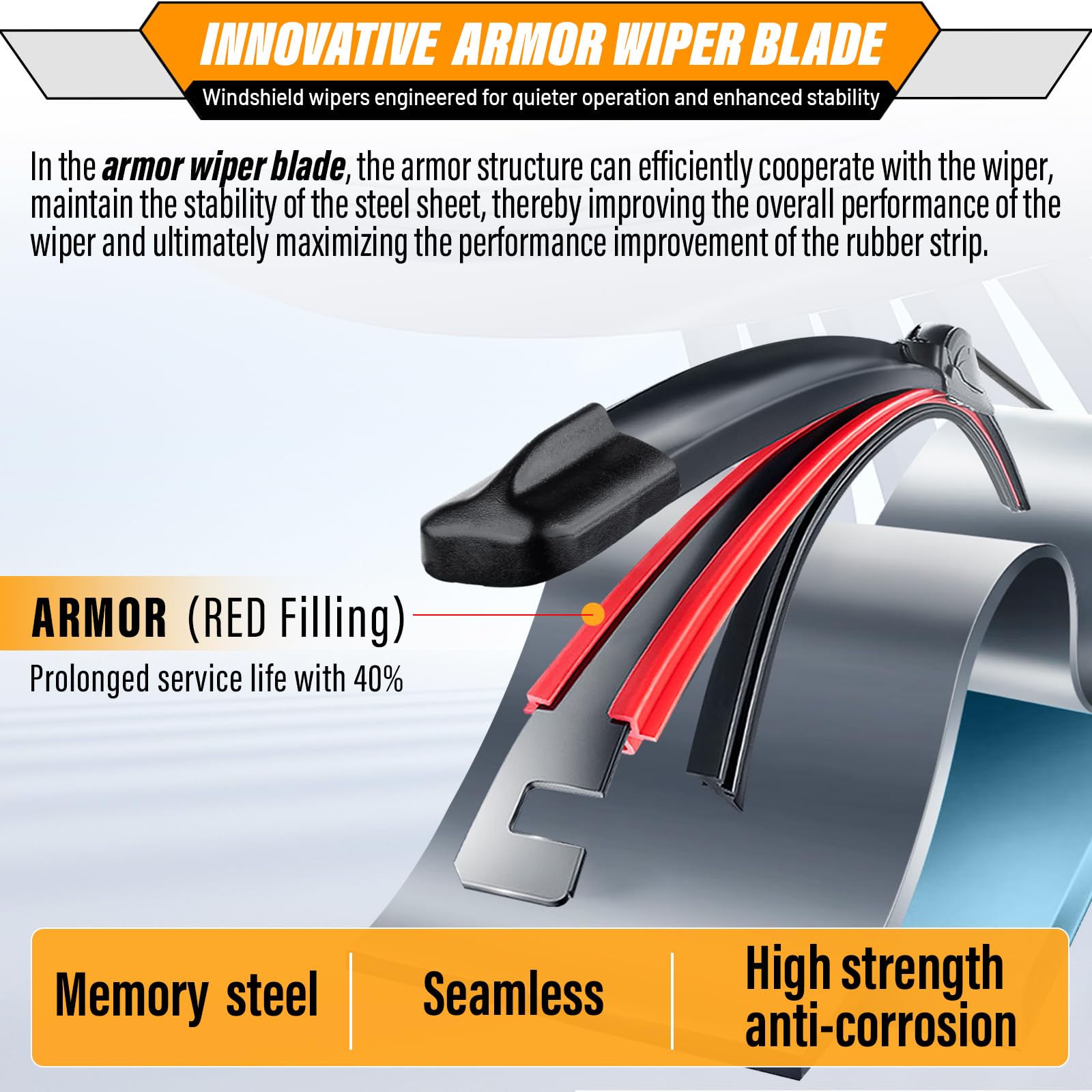 AUTOBOO easy-install wiper with simple arm attachment for quick replacement