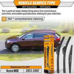 AUTOBOO 21-inch front wiper blade ensures smooth wipe for Acura MDX.