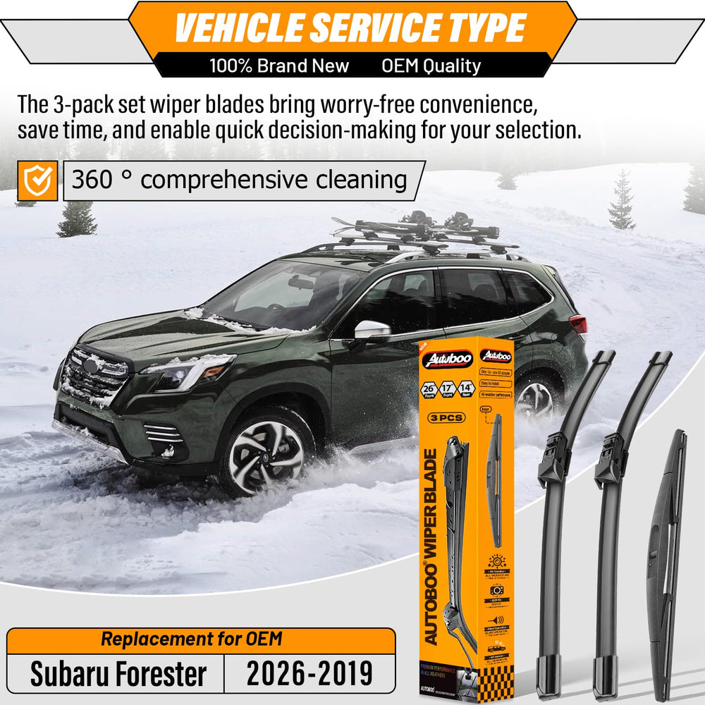 AUTOBOO front 17-inch wiper blade on Subaru Forester delivers smooth wipe and reliable coverage.