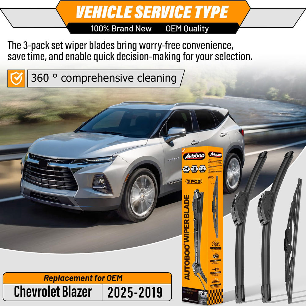 AUTOBOO front 18-inch wiper blade for Chevy Blazer ensures reliable wipe quality.