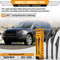 AUTOBOO front 24-inch right wiper blade for Toyota RAV4 maintains clear view at speed
