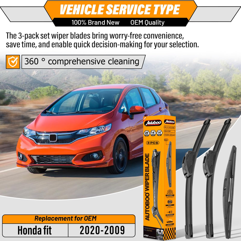 AUTOBOO Honda Fit front 14-inch blade provides precise fit and smooth wipe