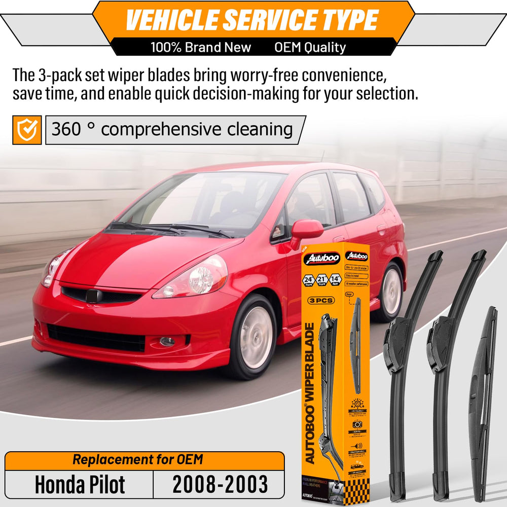 AUTOBOO Honda Pilot front 21in blade for smooth operation in rain
