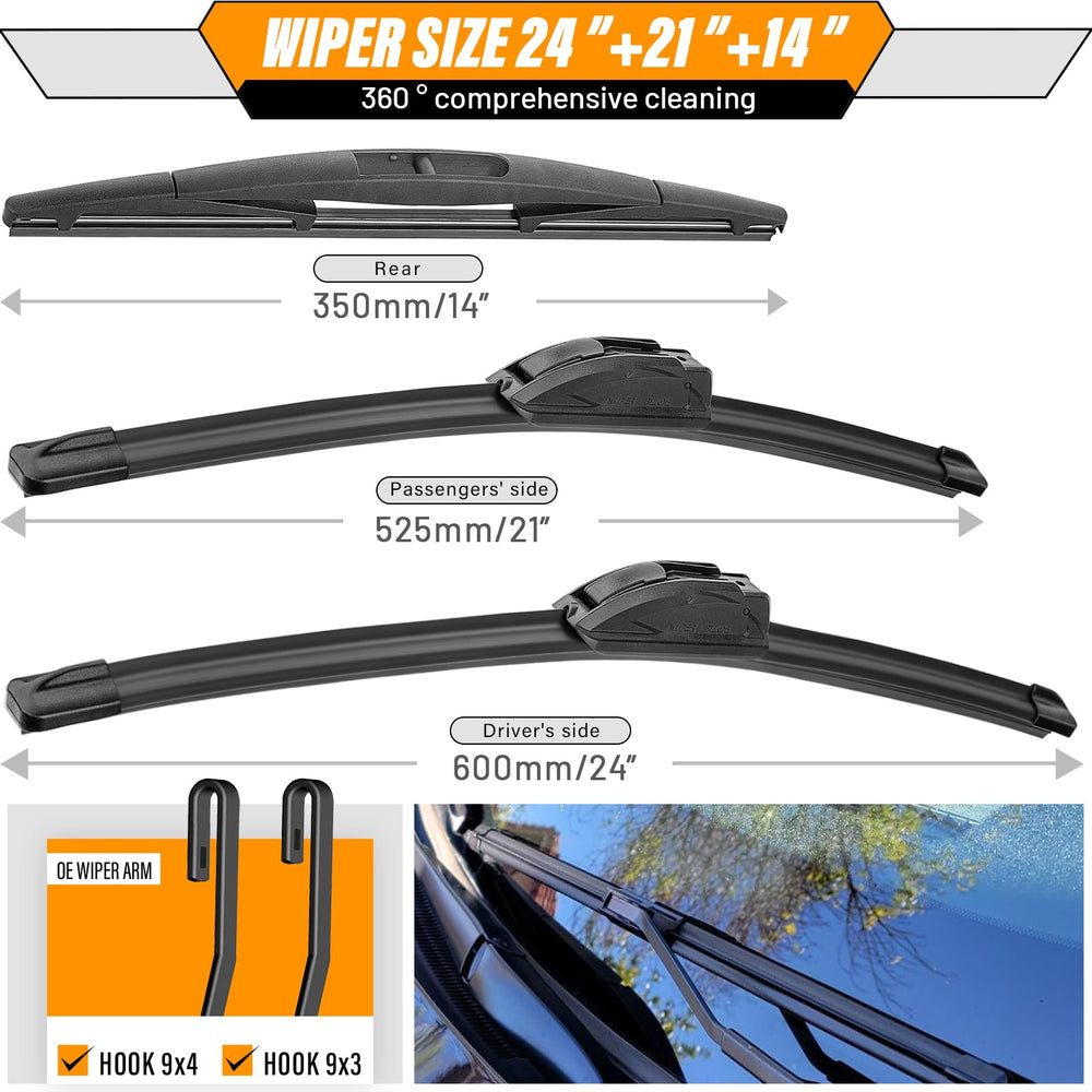 AUTOBOO Honda Pilot rear 14in blade keeps rear windshield clear