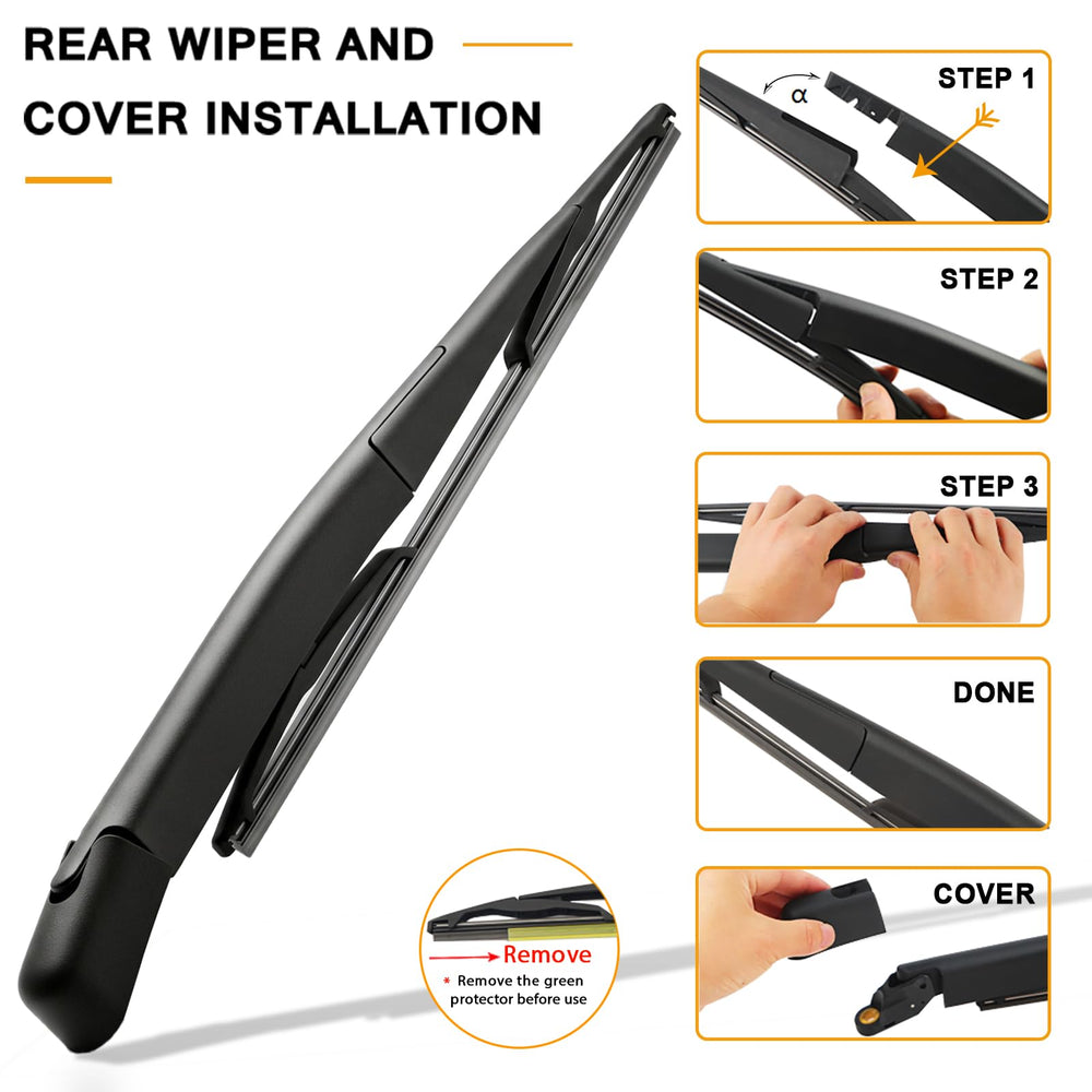 AUTOBOO all-weather rear-wiper-arm designed for longevity and consistent glass contact.
