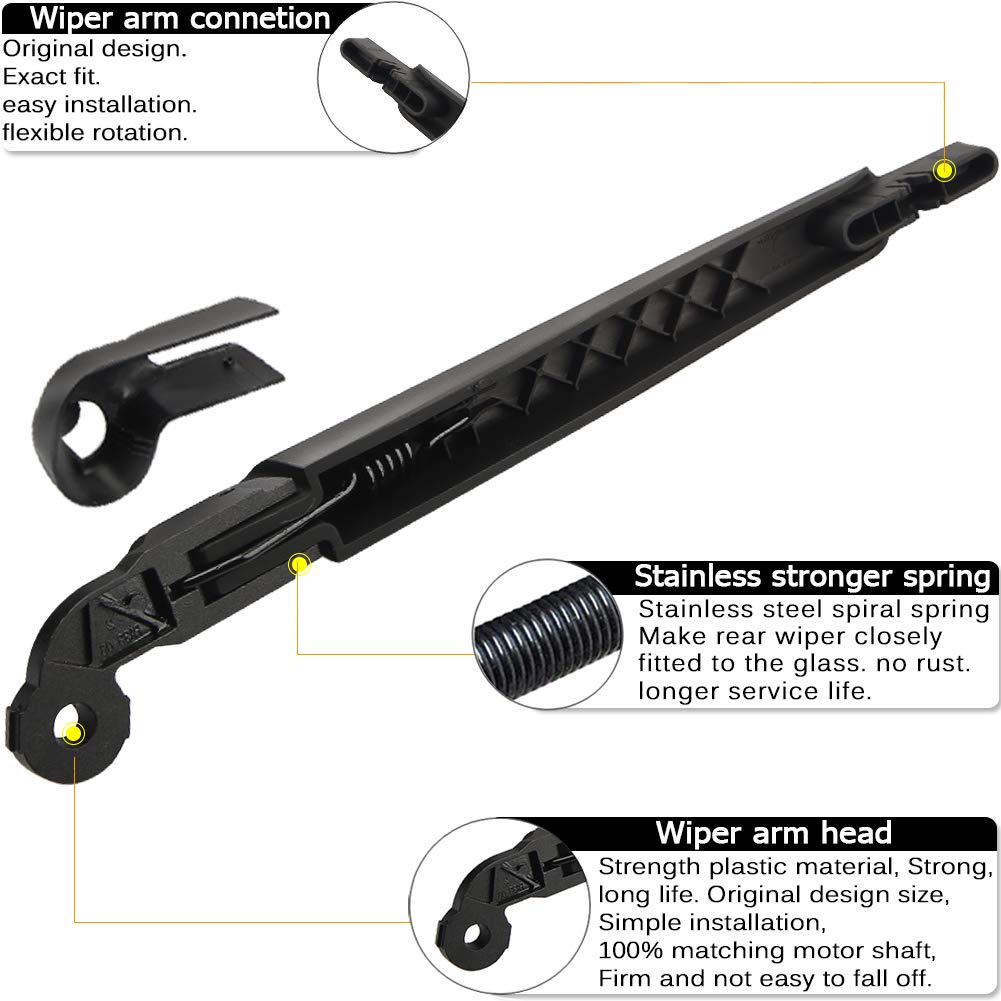 AUTOBOO original-design rear wiper arm maintains factory performance and fit.