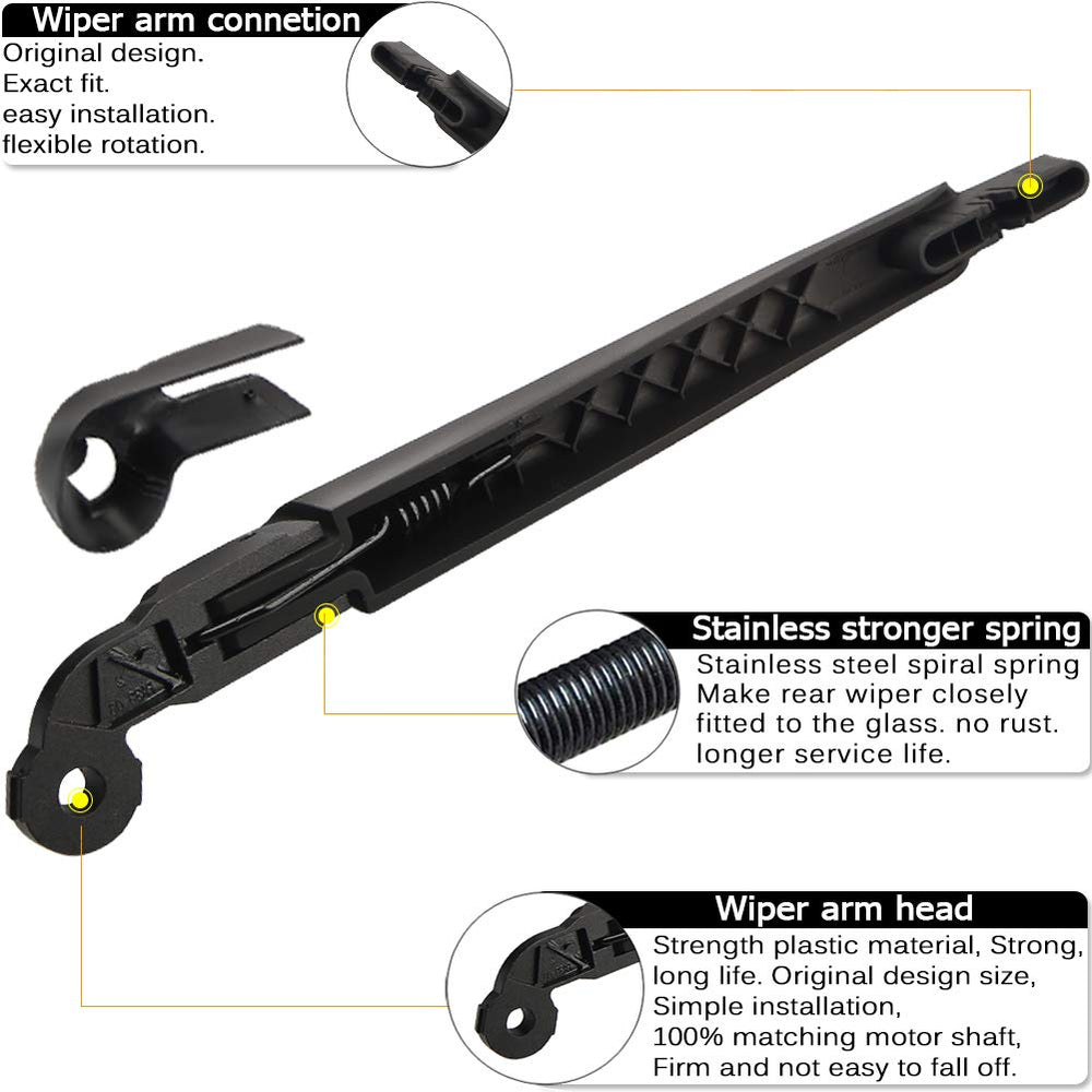 AUTOBOO original-design rear wiper arm maintains factory performance and fit.