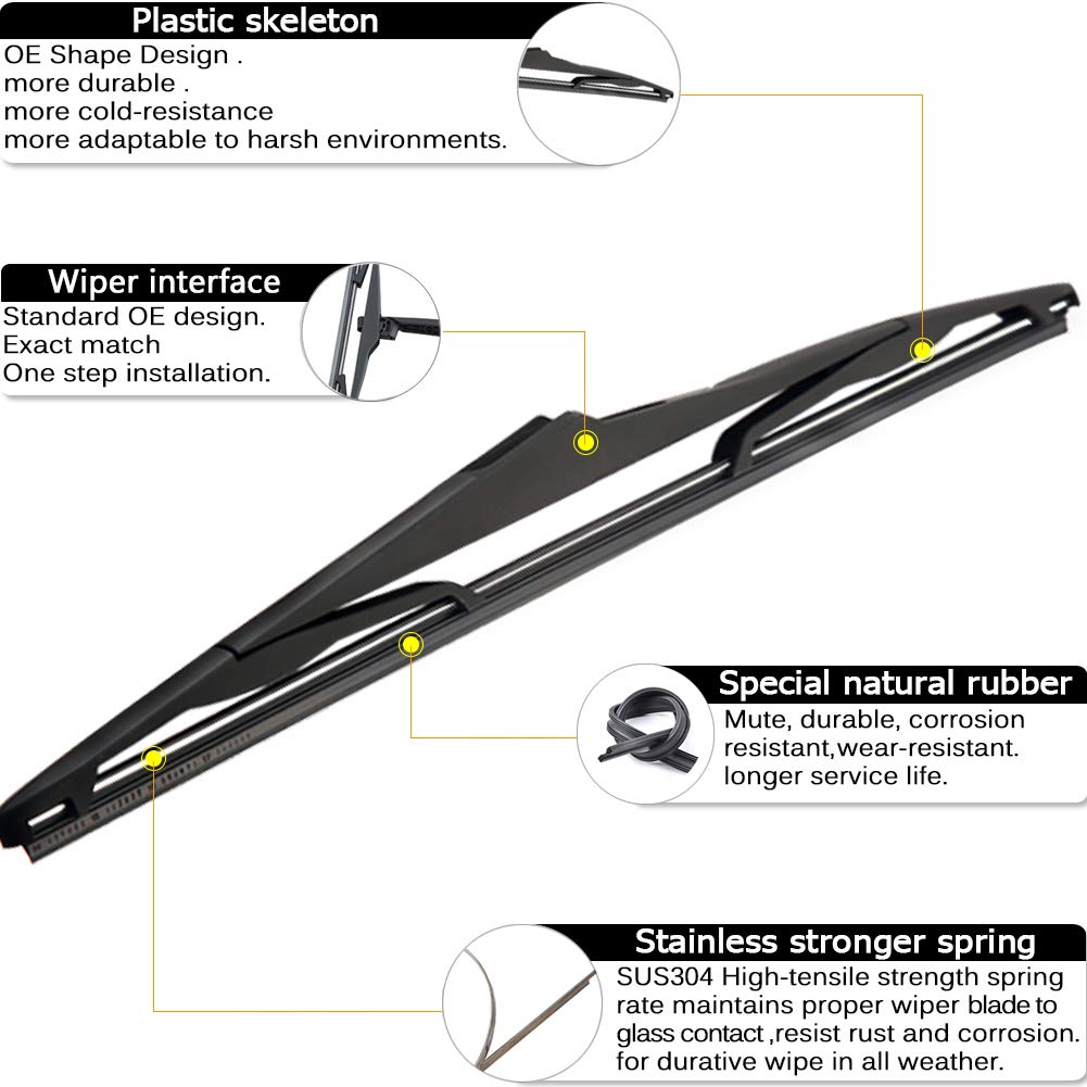 AUTOBOO PBT plastic frame with steel insert adds strength to the wiper arm.