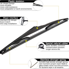 AUTOBOO PBT plastic frame with steel insert adds strength to the wiper arm.