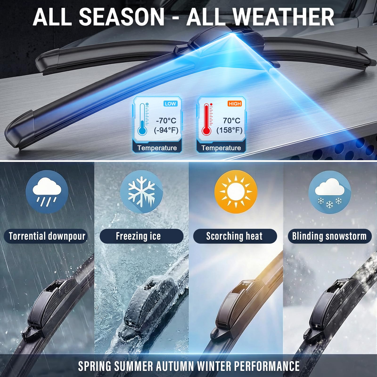 AUTOBOO Plus all season performance for rain sun and light frost visibility