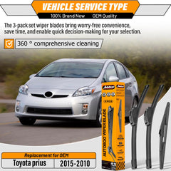 AUTOBOO Prius 19-inch front wiper blade for smooth, quiet wiping