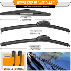 AUTOBOO rear 13-inch wiper blade improves rear visibility in wet conditions