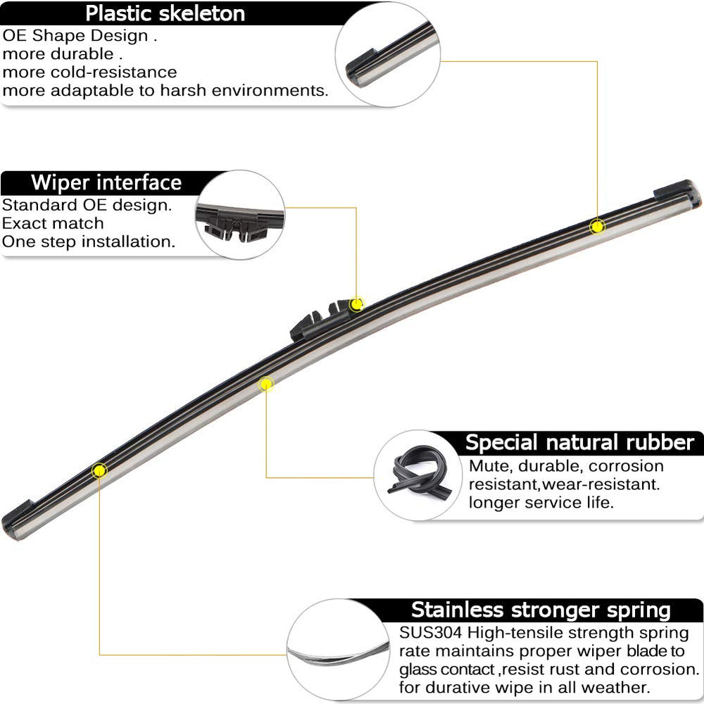 AUTOBOO rear wiper arm blade for Lincoln MKX – back view, enhanced visibility in rain
