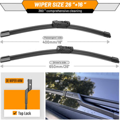 AUTOBOO Top Lock installation demonstrates quick, secure fit to wiper arm.