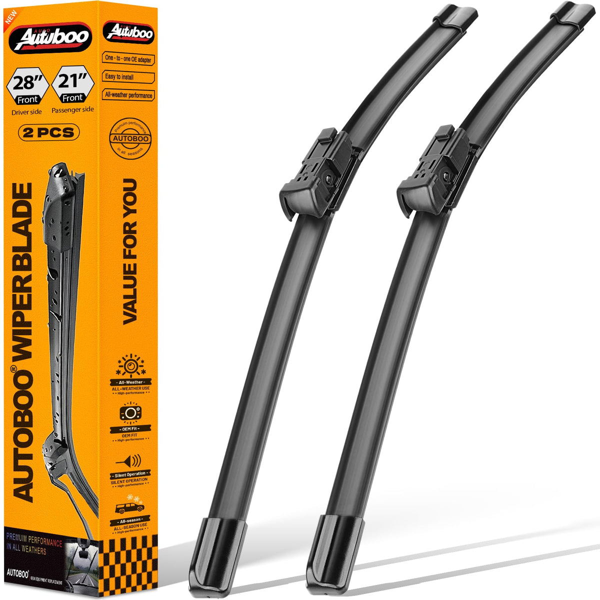 AUTOBOO Transit wiper blade front view showing precise fit and smooth operation.