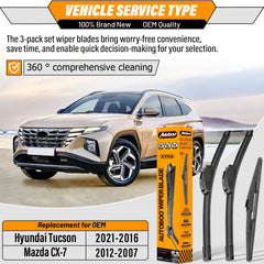 AUTOBOO 16-inch wiper blade for Hyundai Tucson delivering smooth wipe