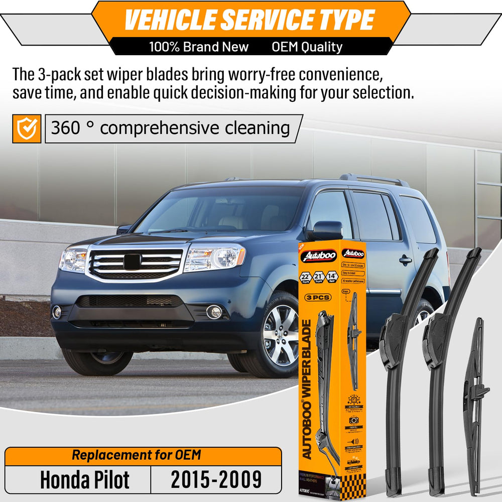 AUTOBOO 21-inch front wiper blade improves all-weather visibility on Honda Pilot