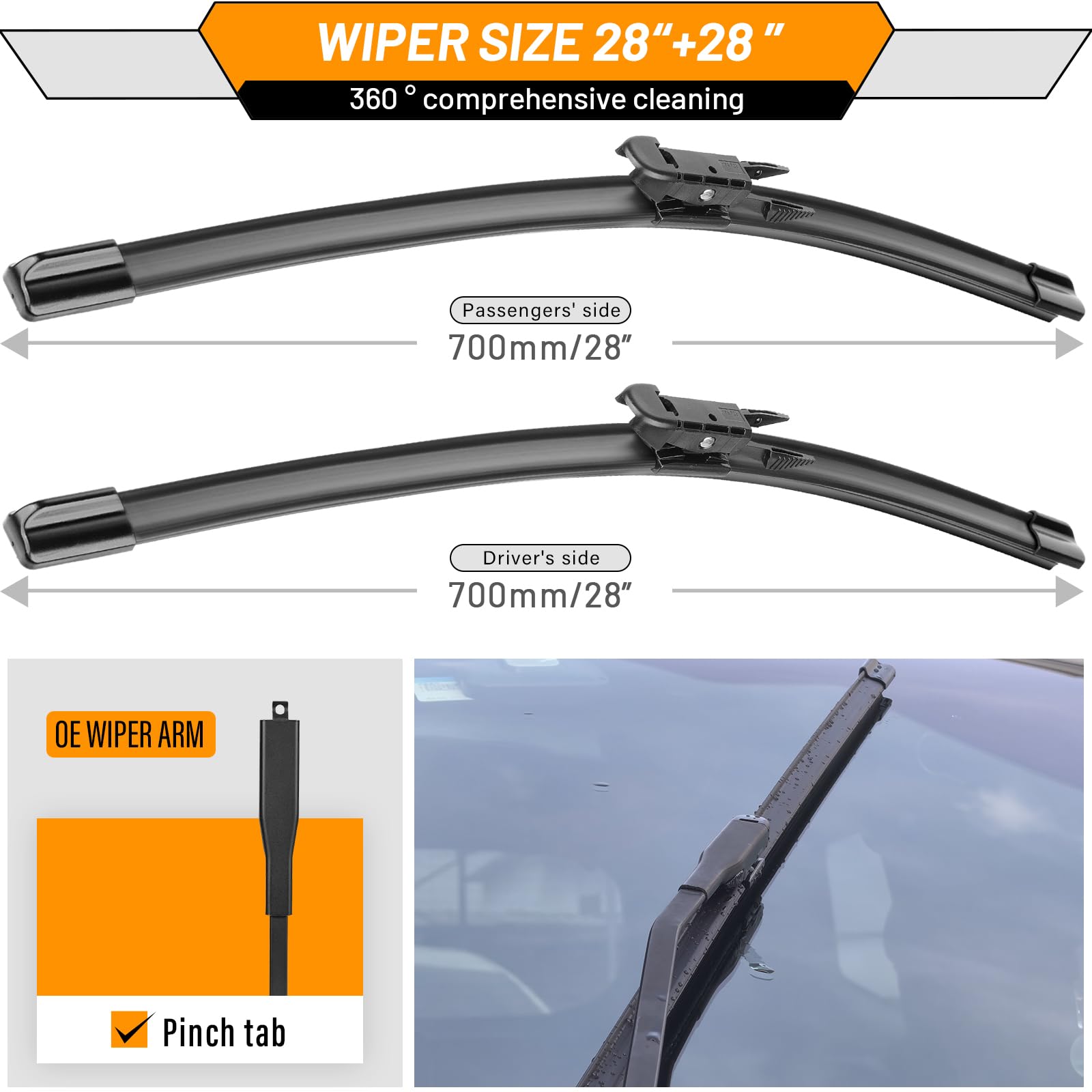 AUTOBOO windshield wiper blade left 28in for Ford Edge ensures steady contact during rain