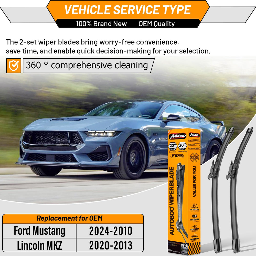 AUTOBOO Mustang 22in right wiper blade for reliable wipes