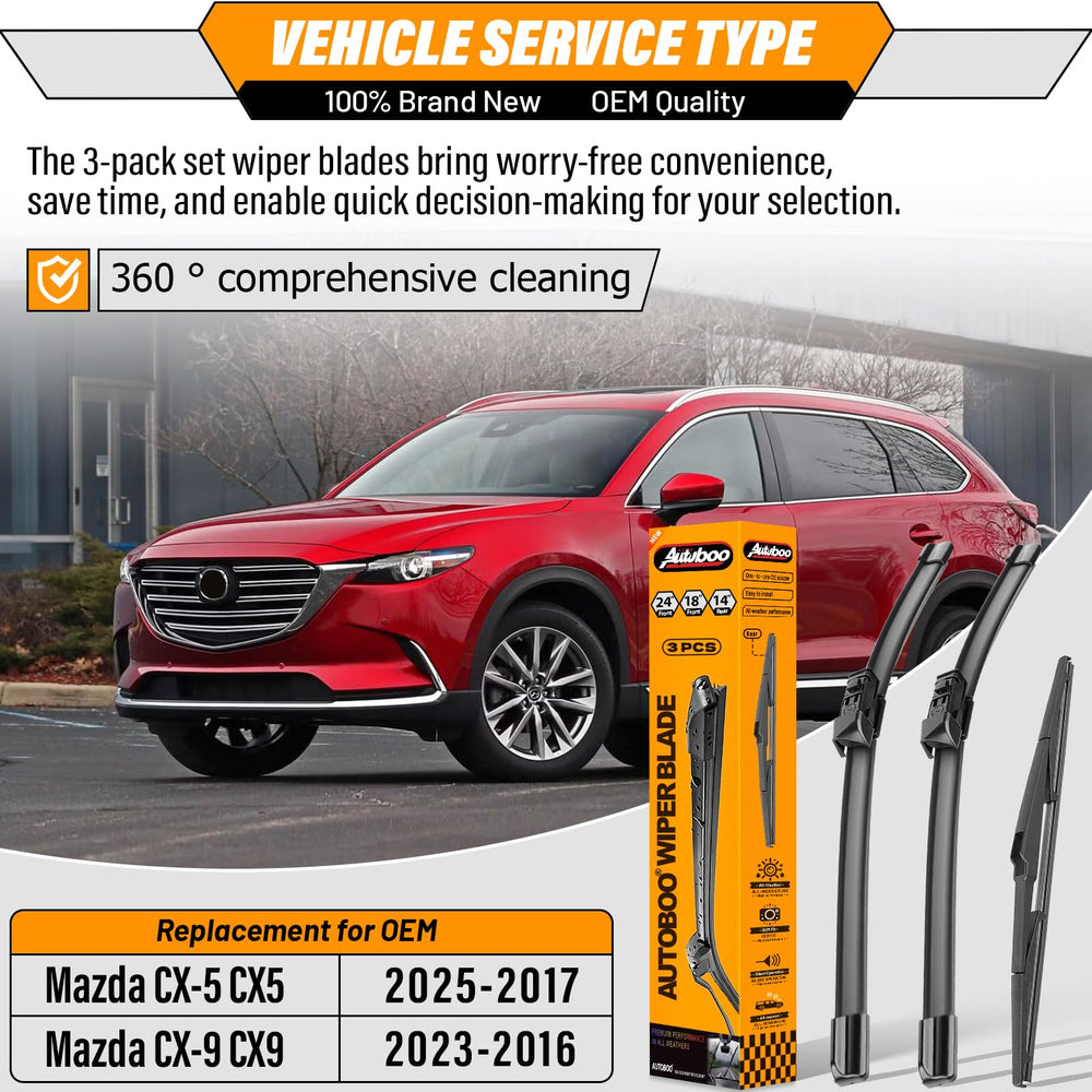 AUTOBOO 18-inch windshield right blade, improved wet-weather visibility.
