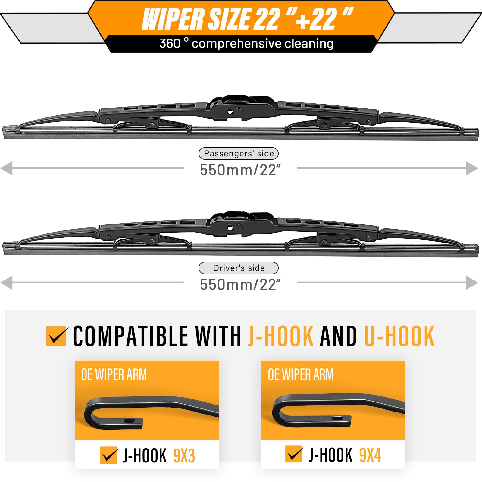 AUTOBOO wiper blade close-up showing all-weather edge for quiet wiping