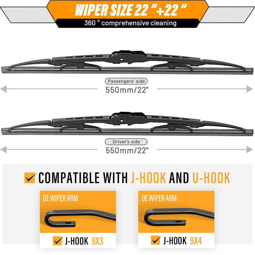 AUTOBOO wiper blade close-up showing all-weather edge for quiet wiping
