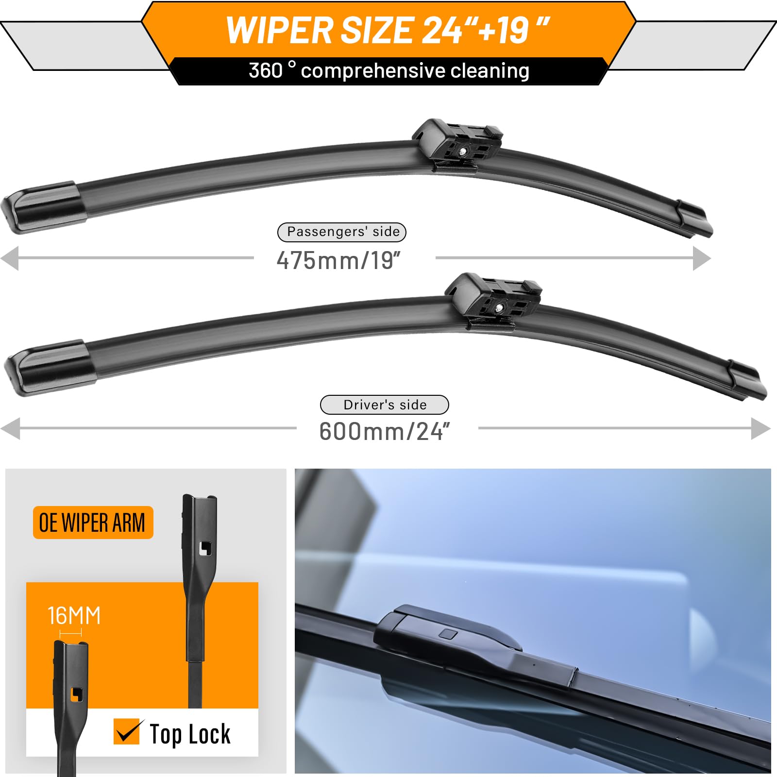 AUTOBOO wiper blade for CR-V 2023-2025 improves clear sightlines during rain