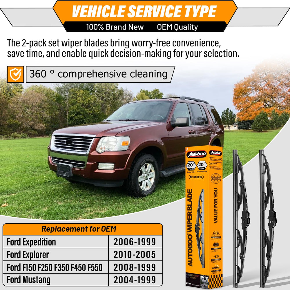 AUTOBOO 20-inch left-side blade installed provides clean, streak-free visibility.
