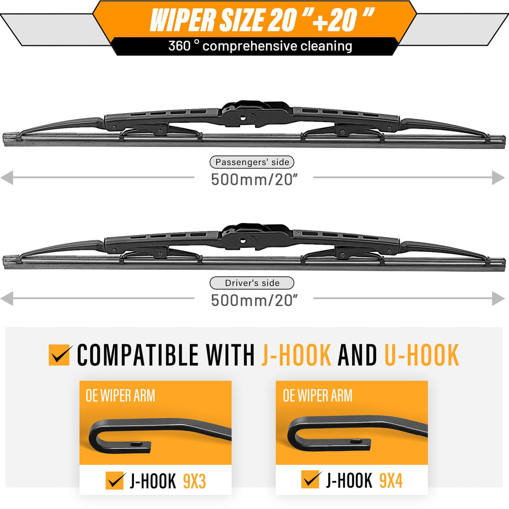 AUTOBOO 20-inch right-side blade installed delivers consistent wipe across windshield.